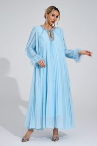 Joran Blue Feather Maxi Dress