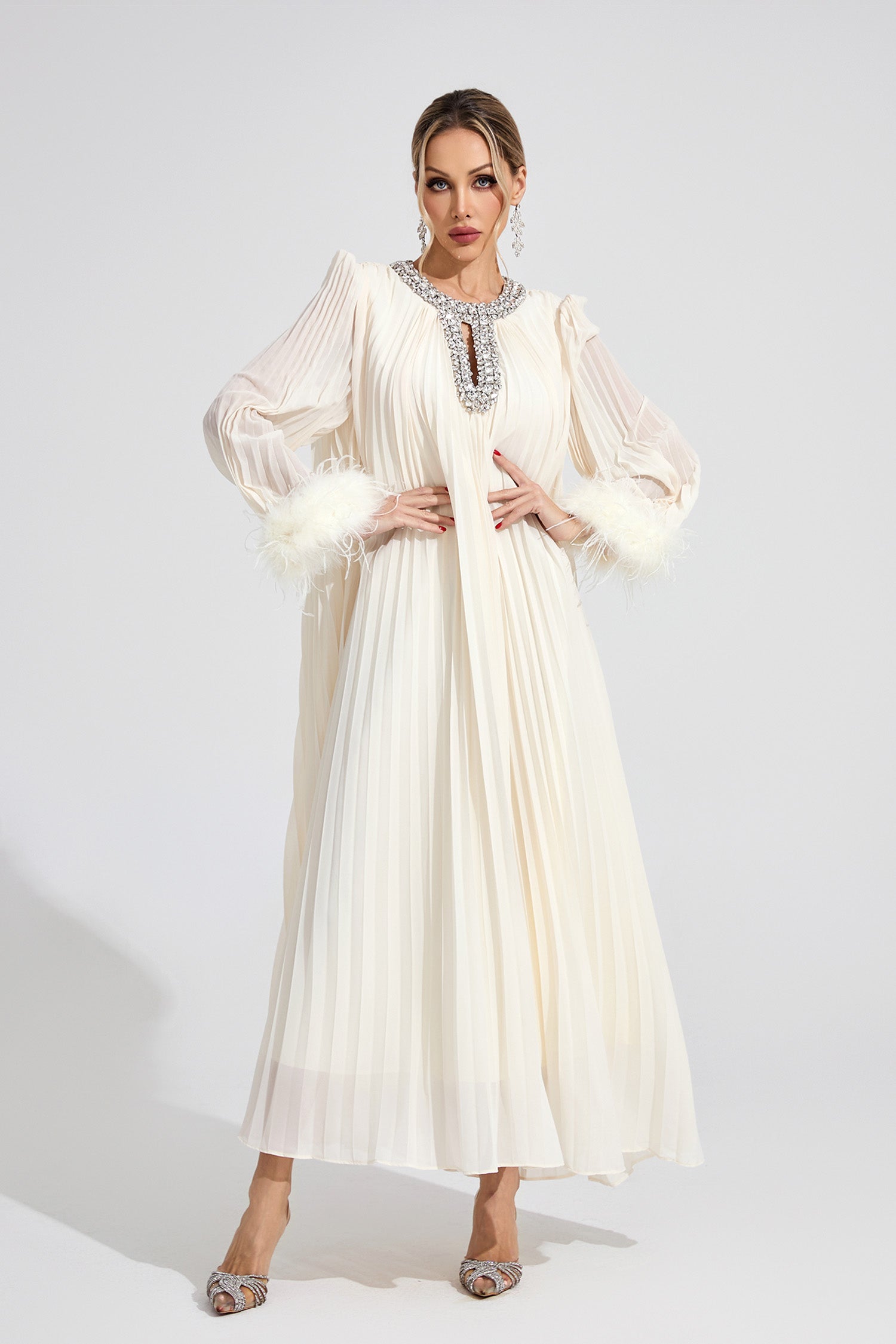 Joran Apricot Feather Maxi Dress