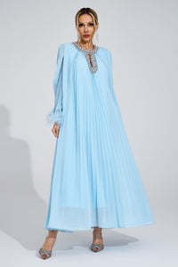 Joran Blue Feather Maxi Dress