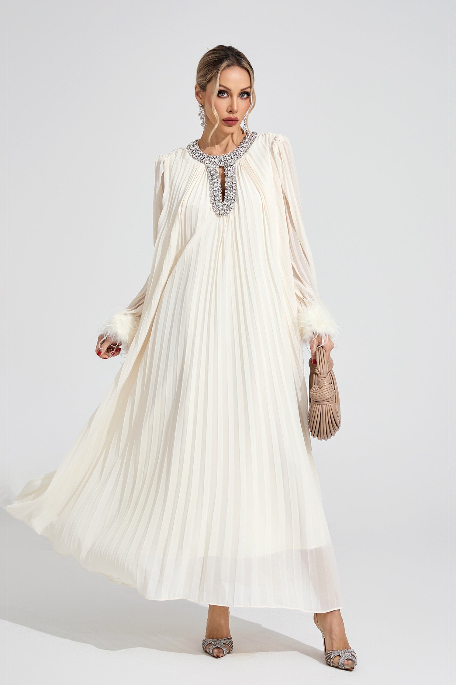 Joran Apricot Feather Maxi Dress