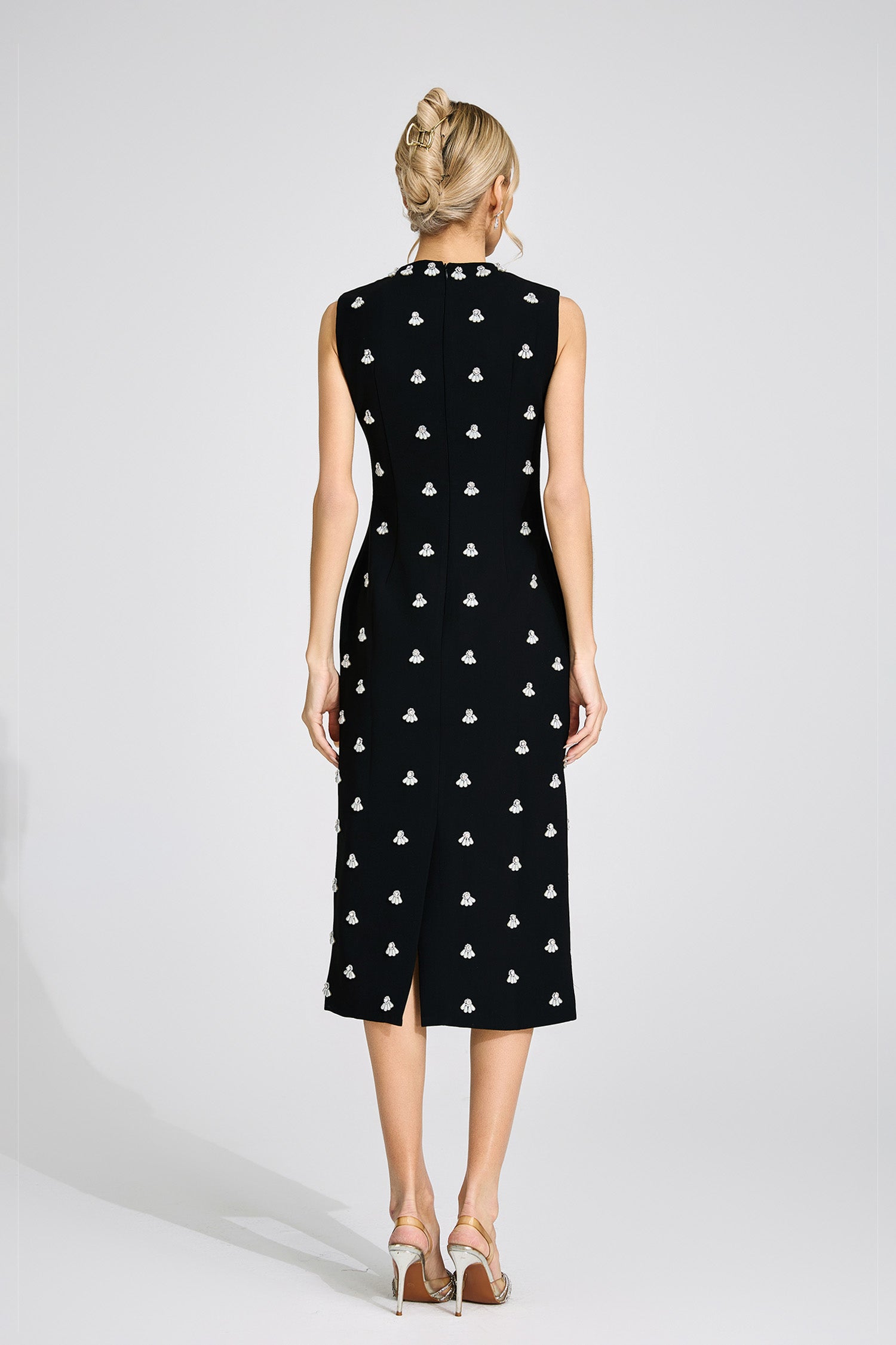 Phaevric Black Beaded Midi Dress