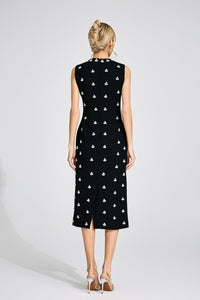 Phaevric Black Beaded Midi Dress