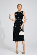 Phaevric Black Beaded Midi Dress