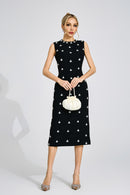 Phaevric Black Beaded Midi Dress