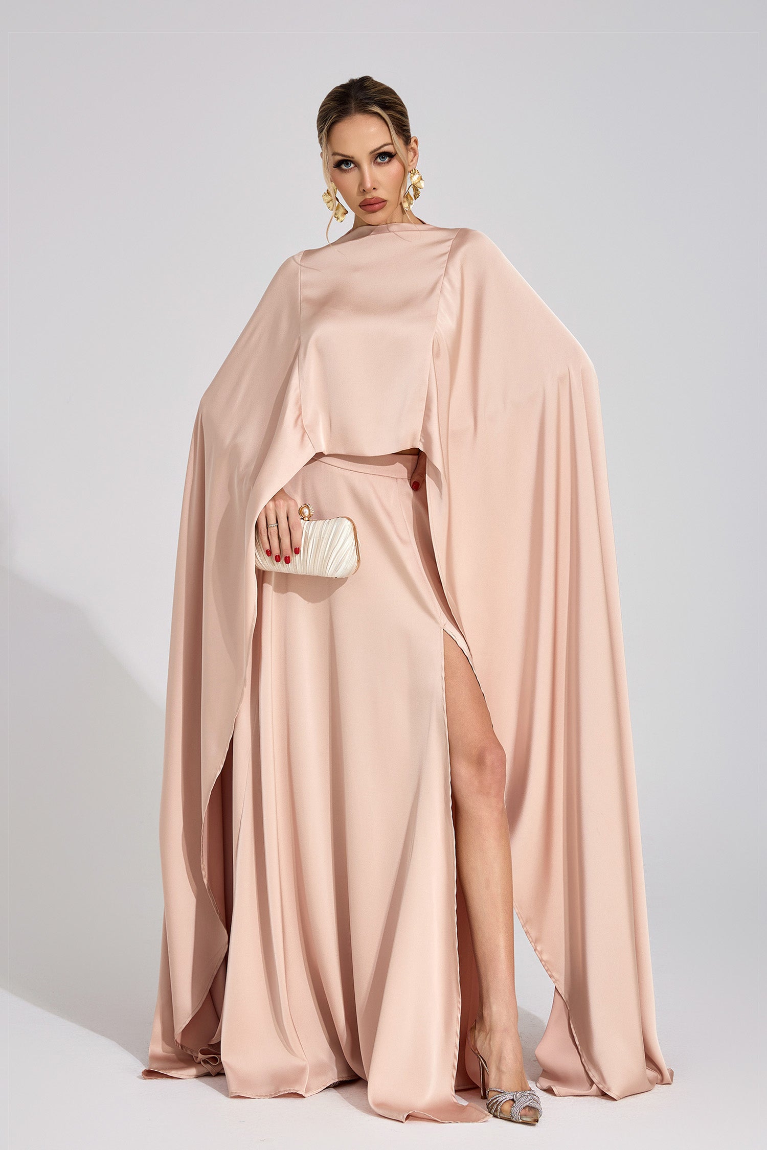 Branveric Champagne Scarf Maxi Dress