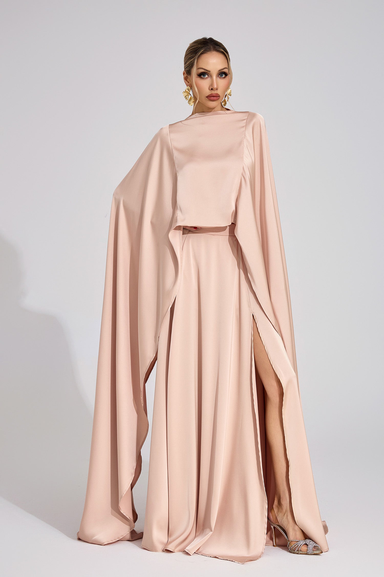 Branveric Champagne Scarf Maxi Dress