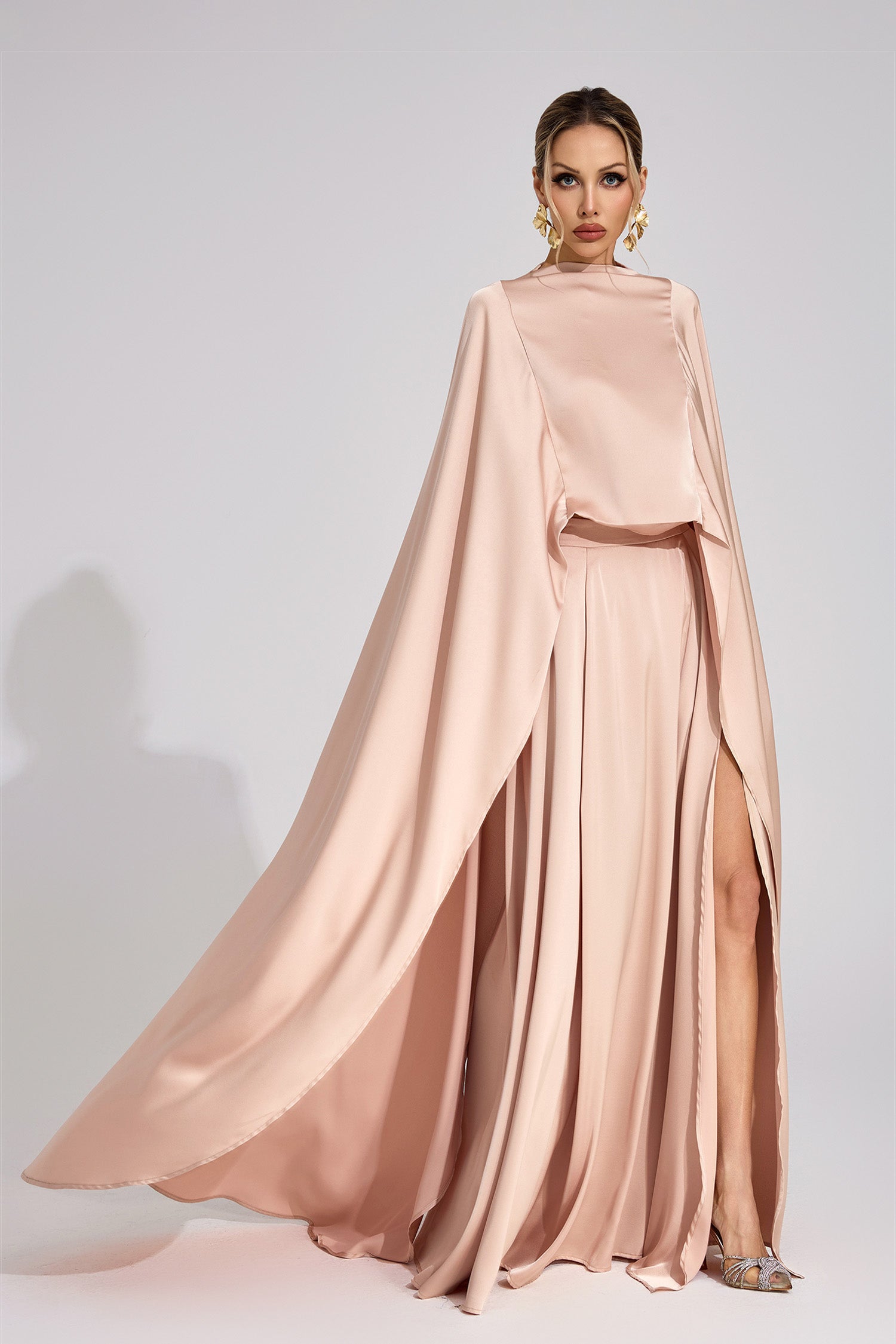 Branveric Champagne Scarf Maxi Dress