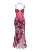 Hayfa Split Ruched Ruffle Maxi Dress