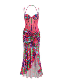 Hayfa Split Ruched Ruffle Maxi Dress