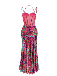Hayfa Split Ruched Ruffle Maxi Dress