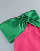 Dorevin Contrast-Color Pleated Maxi Dress