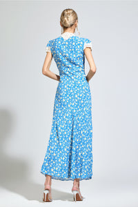 Oryndrex Blue Floral Print Dress