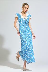 Oryndrex Blue Floral Print Dress