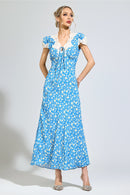 Oryndrex Blue Floral Print Dress