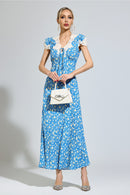 Oryndrex Blue Floral Print Dress