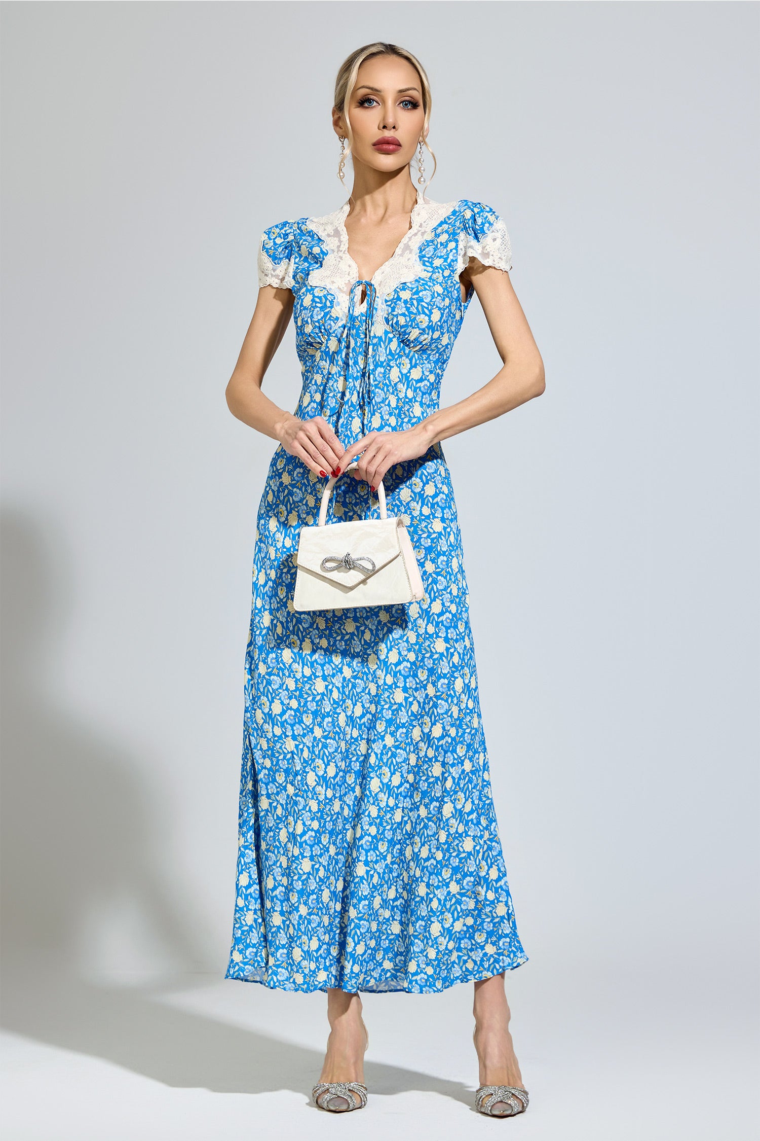Oryndrex Blue Floral Print Dress