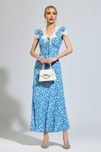 Oryndrex Blue Floral Print Dress