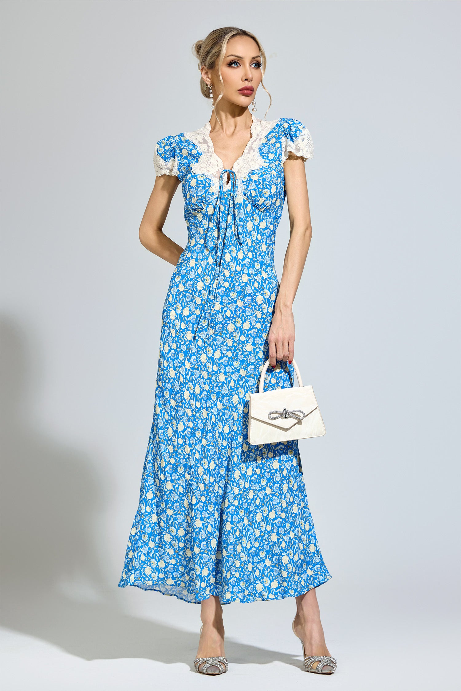 Oryndrex Blue Floral Print Dress
