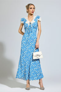 Oryndrex Blue Floral Print Dress
