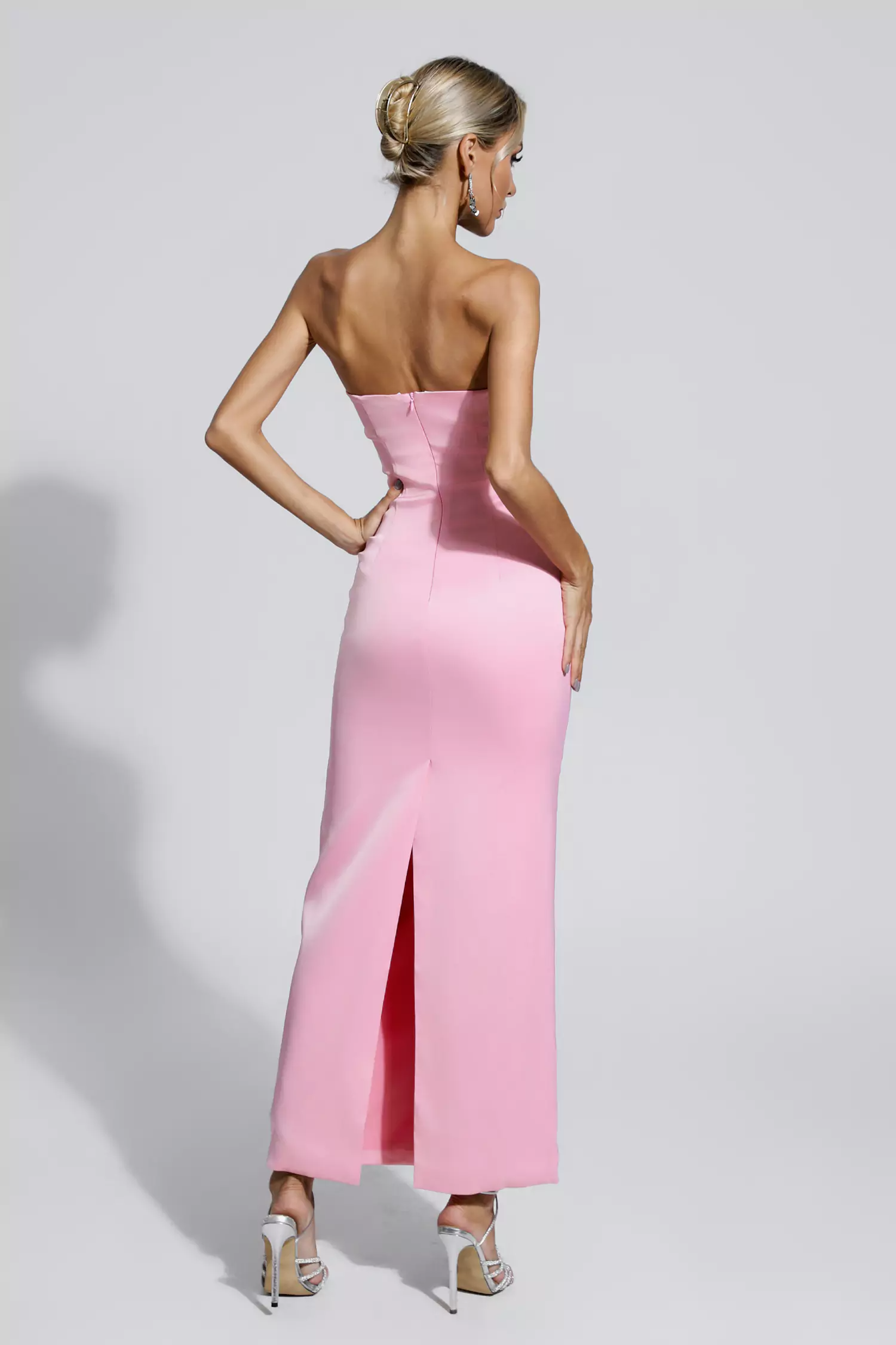 Yalia Heart-shaped Off Shoulder Maxi Dress In Pink