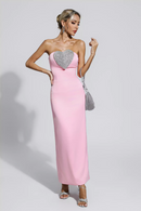 Yalia Heart-shaped Off Shoulder Maxi Dress In Pink