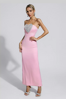 Yalia Heart-shaped Off Shoulder Maxi Dress In Pink
