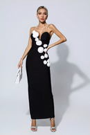 Donna Pearl Slip Floral Bandage Dress In Black