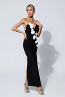 Donna Pearl Slip Floral Bandage Dress In Black