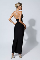 Donna Pearl Slip Floral Bandage Dress In Black