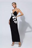 Donna Pearl Slip Floral Bandage Dress In Black