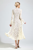 Aroqen White Bell Sleeve Formal Dress