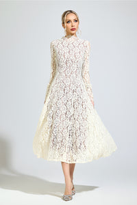 Aroqen White Bell Sleeve Formal Dress