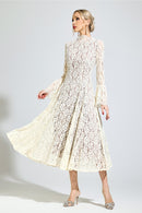 Aroqen White Bell Sleeve Formal Dress