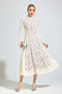 Aroqen White Bell Sleeve Formal Dress