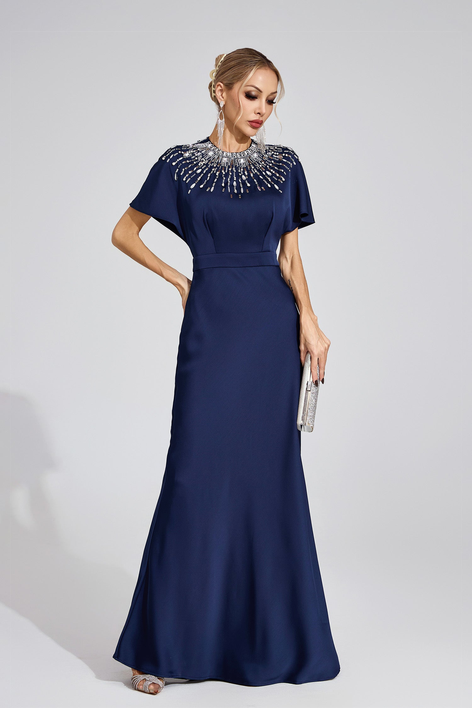 Bambina Diamond Maxi Dress In Dark Blue