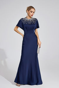 Bambina Diamond Maxi Dress In Dark Blue