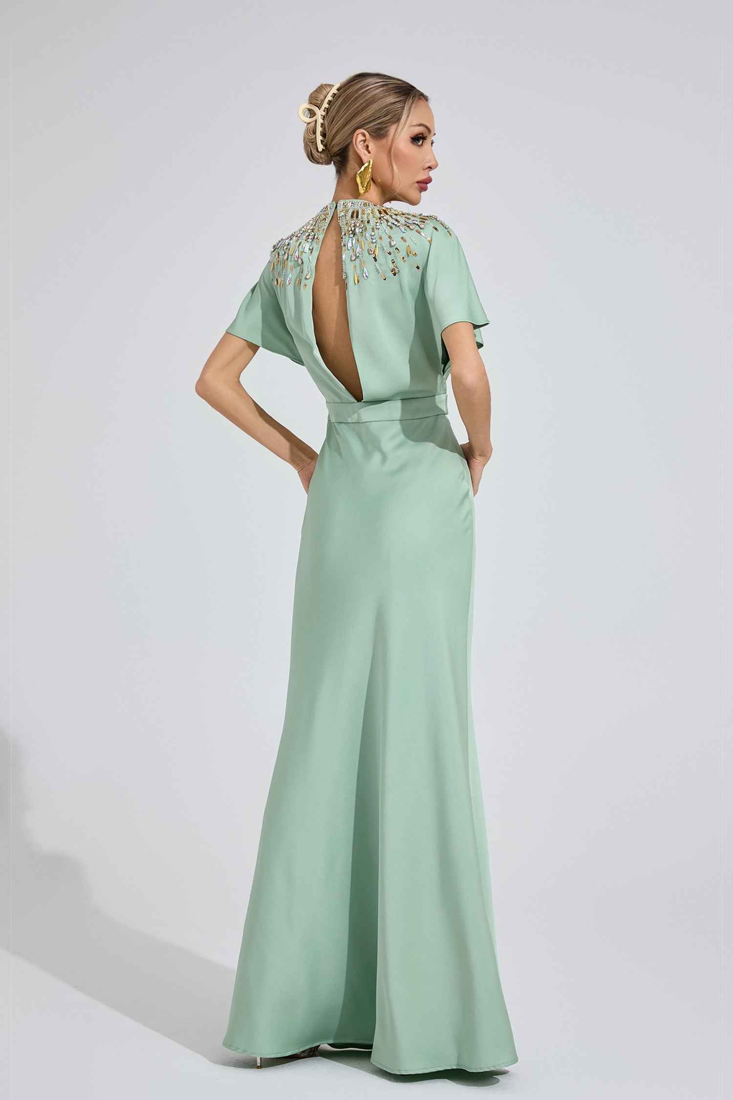 Bambina Diamond Maxi Dress In Green
