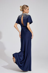 Bambina Diamond Maxi Dress In Dark Blue