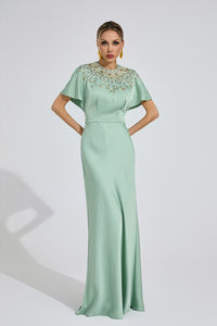 Bambina Diamond Maxi Dress In Green