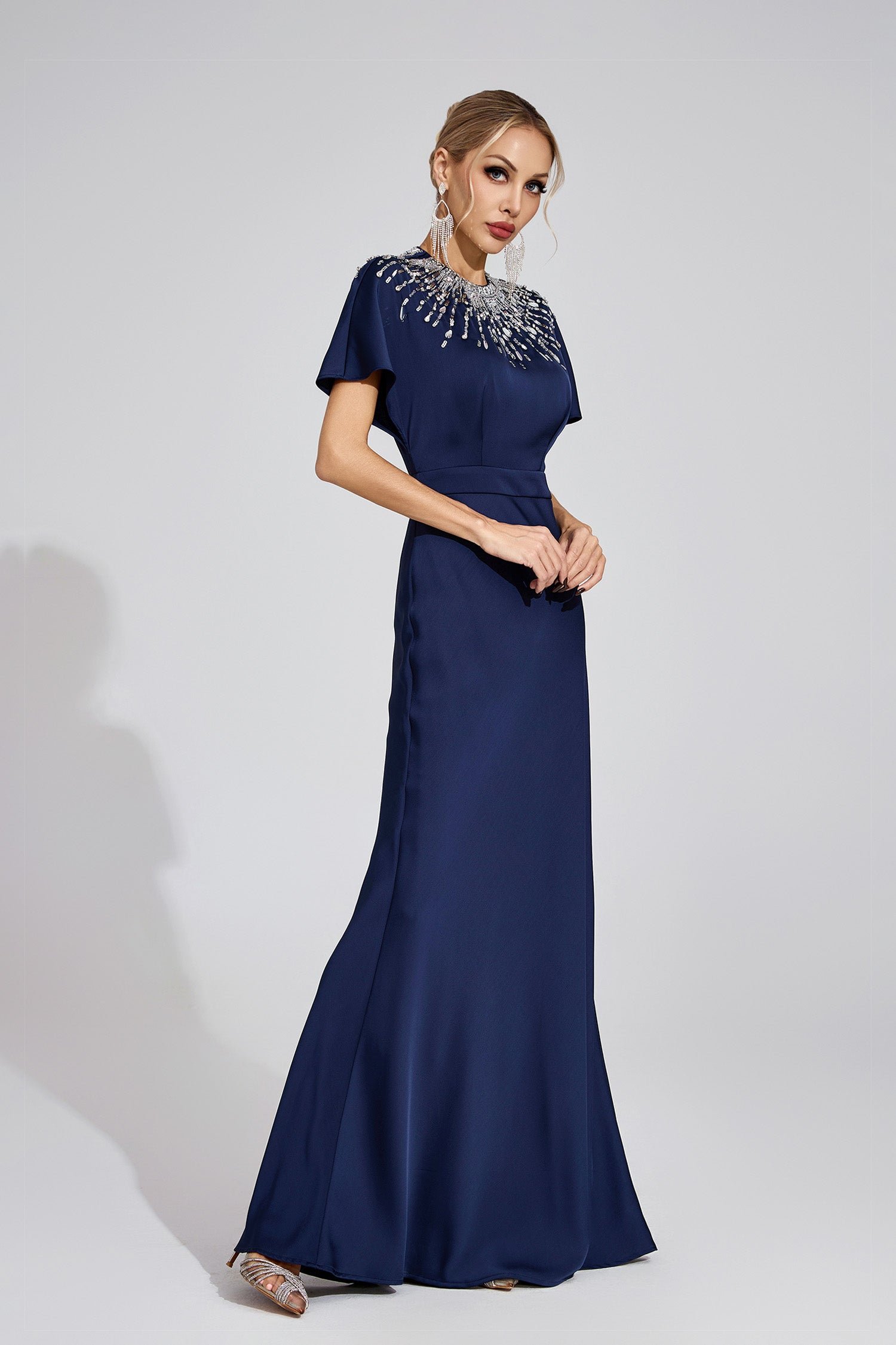 Bambina Diamond Maxi Dress In Dark Blue