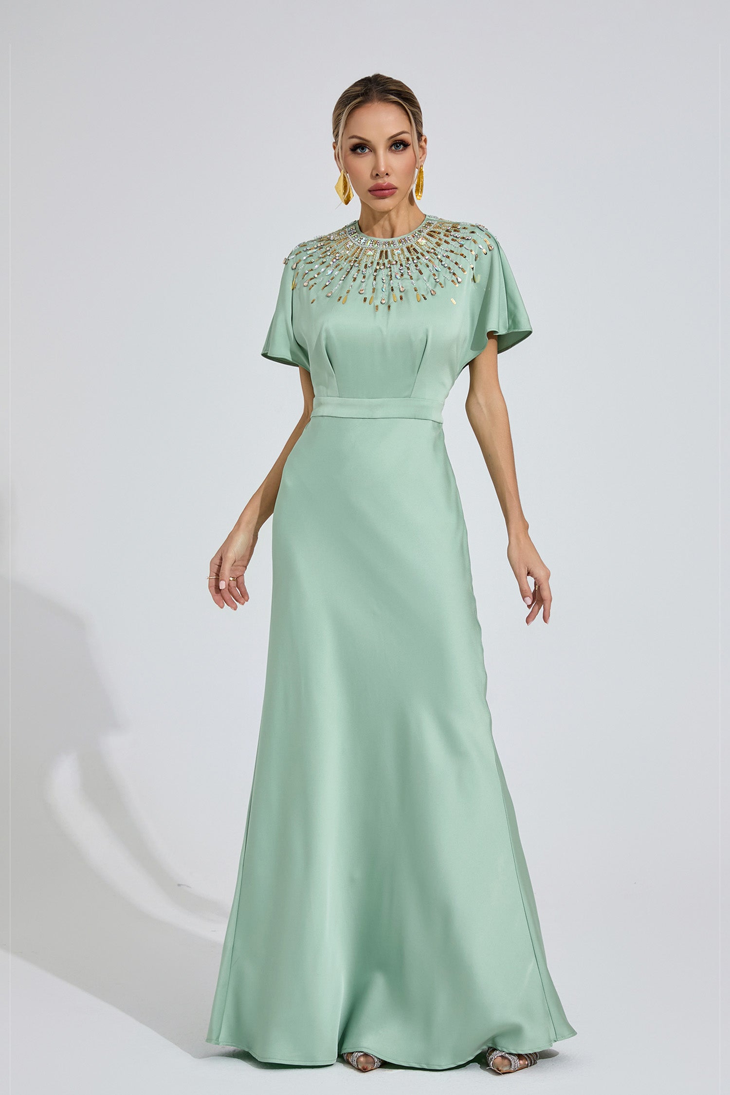 Bambina Diamond Maxi Dress In Green