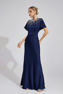 Bambina Diamond Maxi Dress In Dark Blue