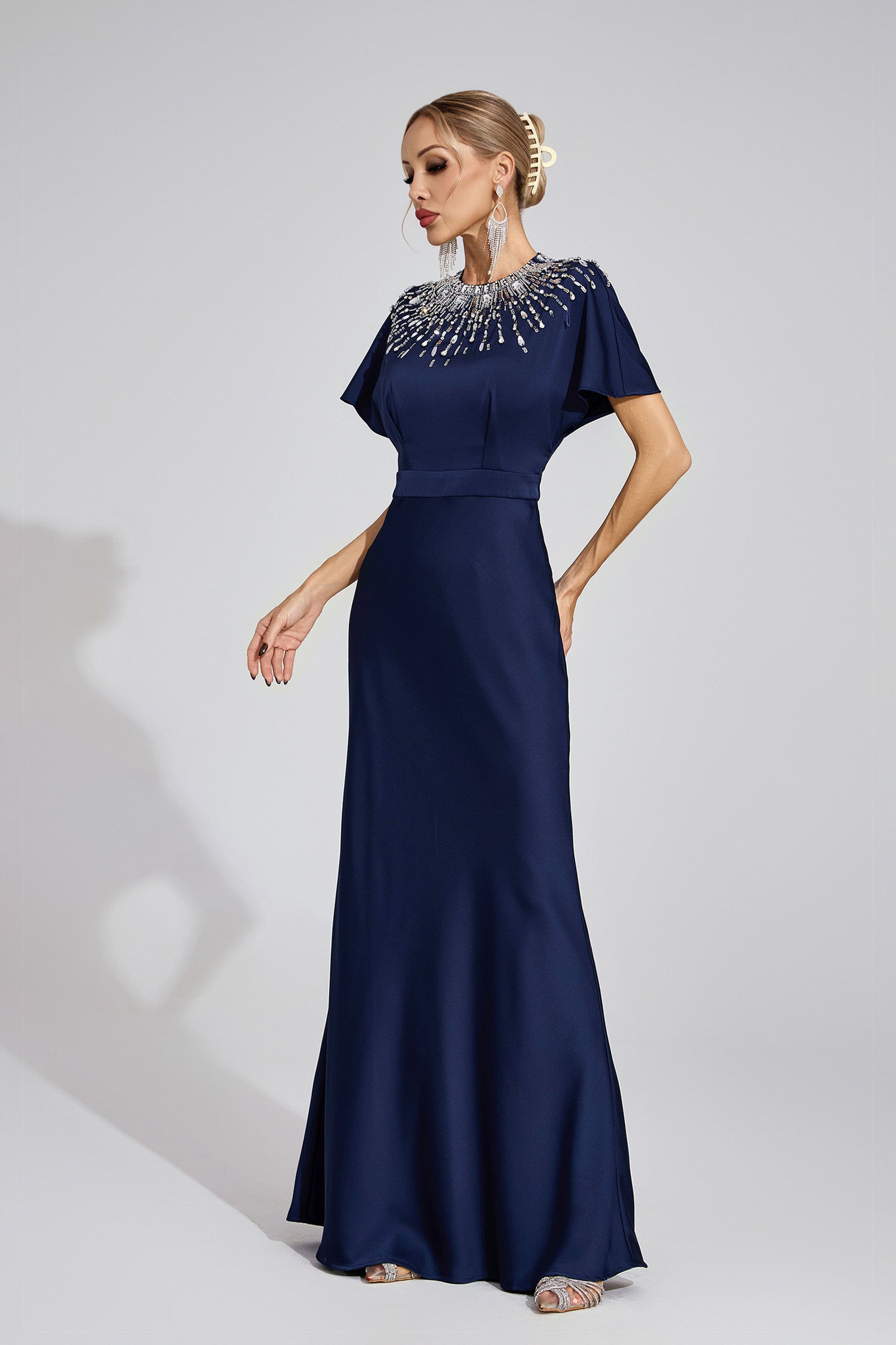 Bambina Diamond Maxi Dress In Dark Blue