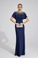 Bambina Diamond Maxi Dress In Dark Blue