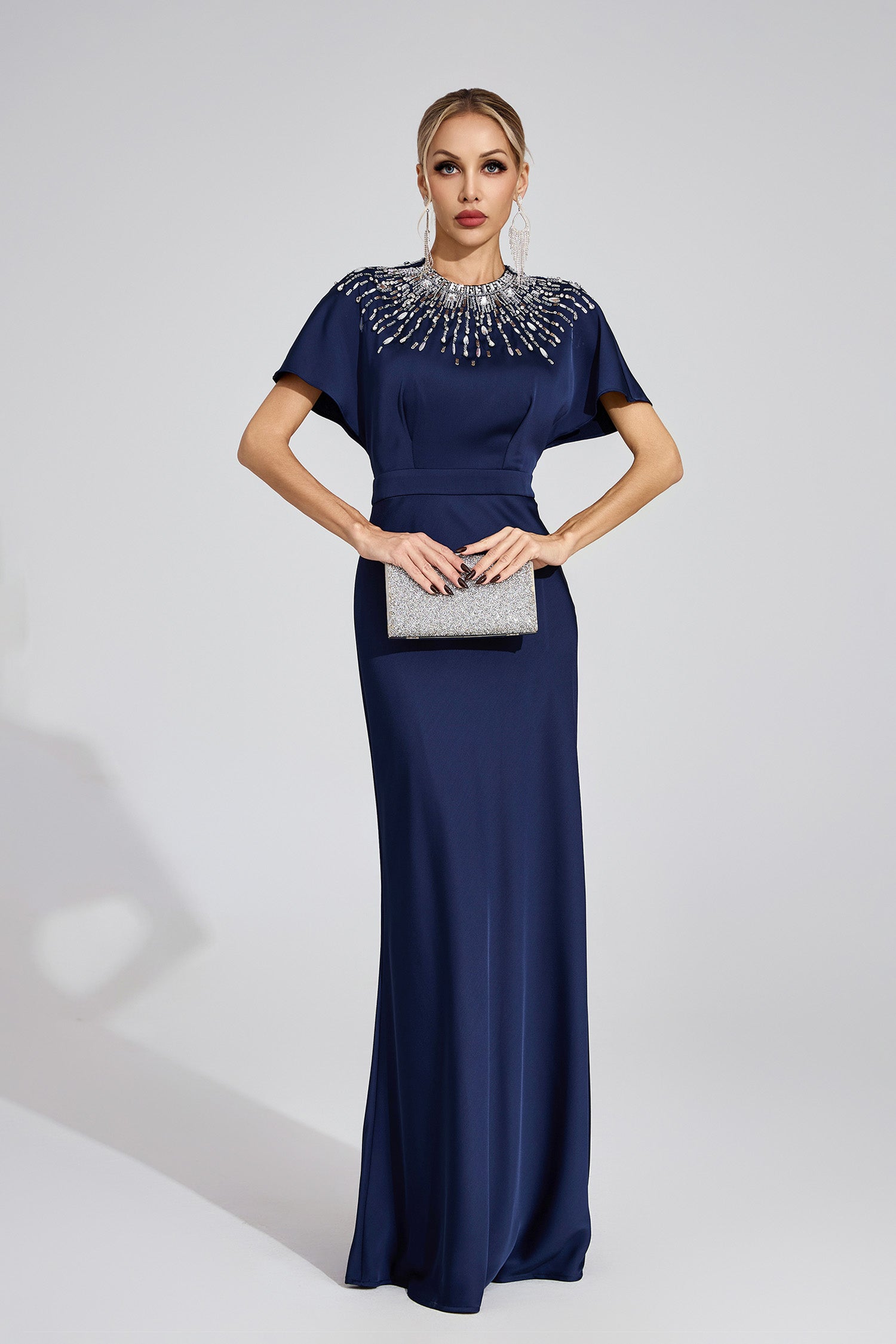 Bambina Diamond Maxi Dress In Dark Blue
