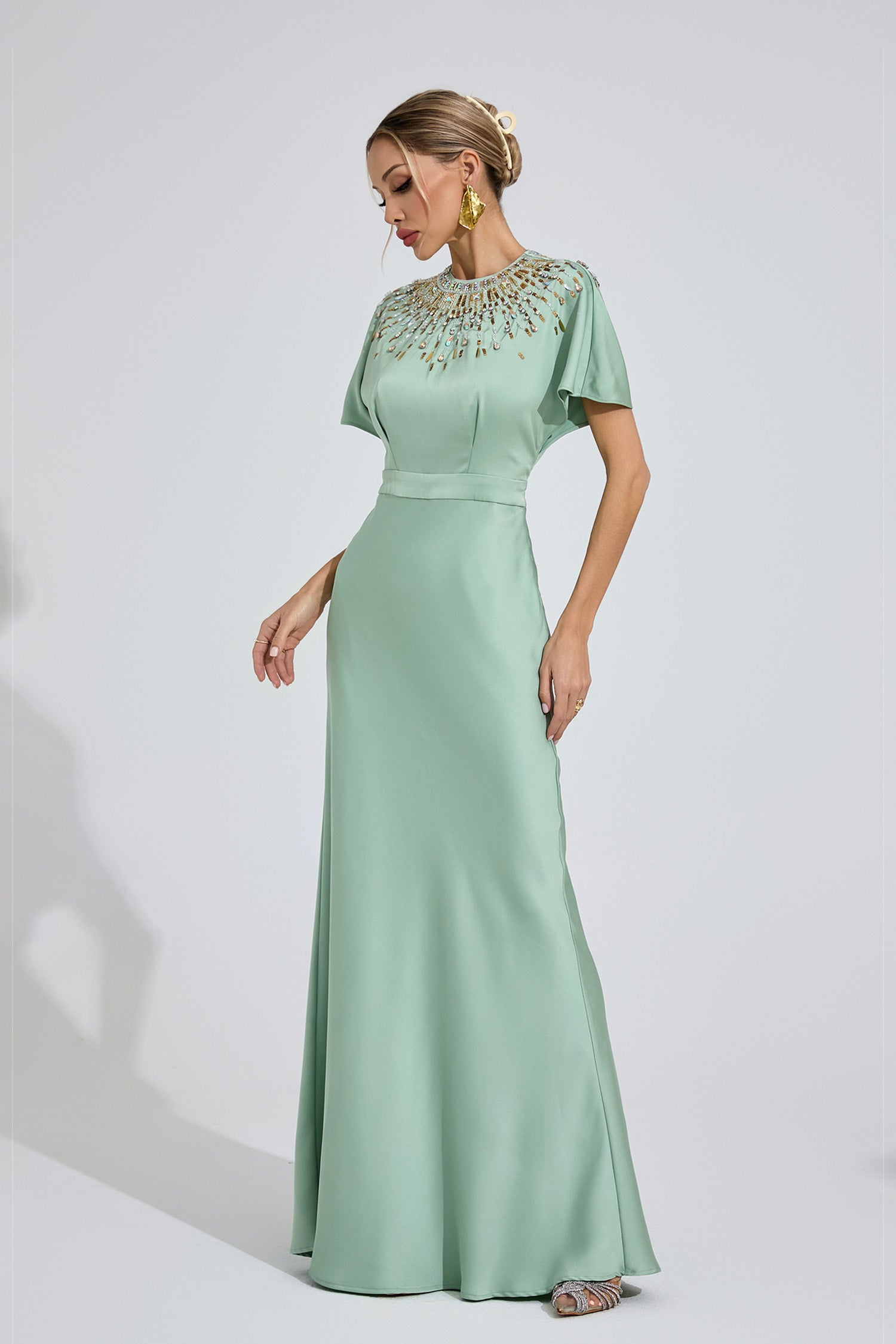 Bambina Diamond Maxi Dress In Green