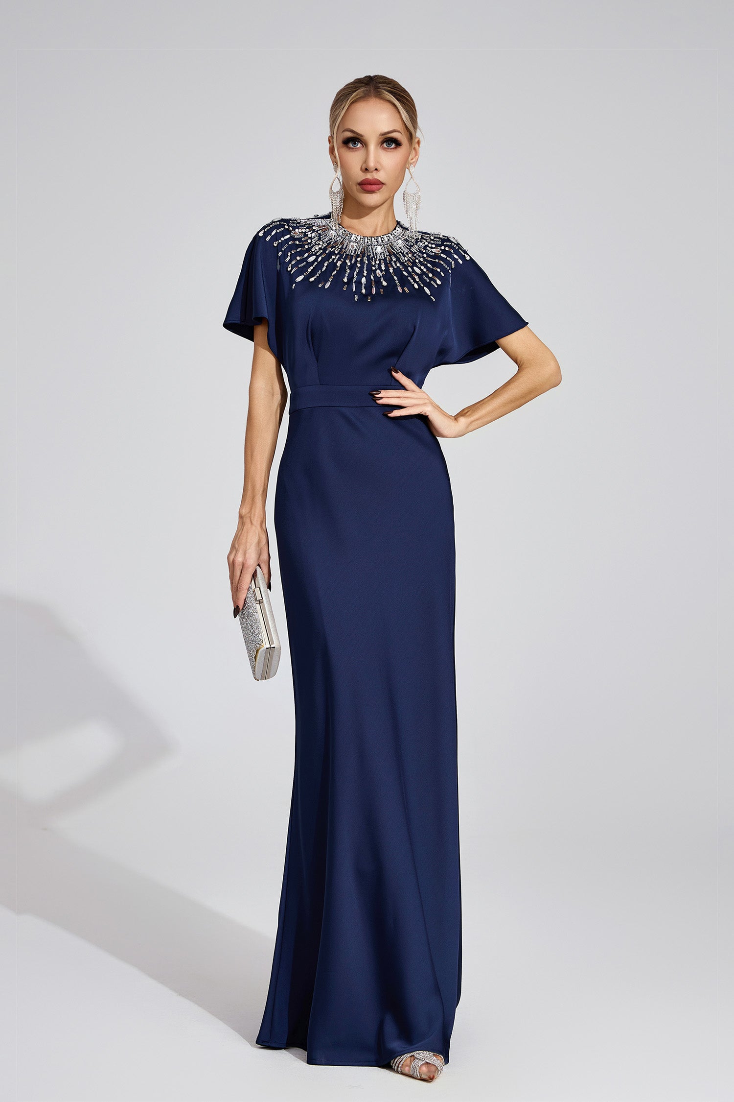 Bambina Diamond Maxi Dress In Dark Blue