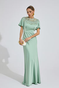 Bambina Diamond Maxi Dress In Green