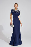 Bambina Diamond Maxi Dress In Dark Blue