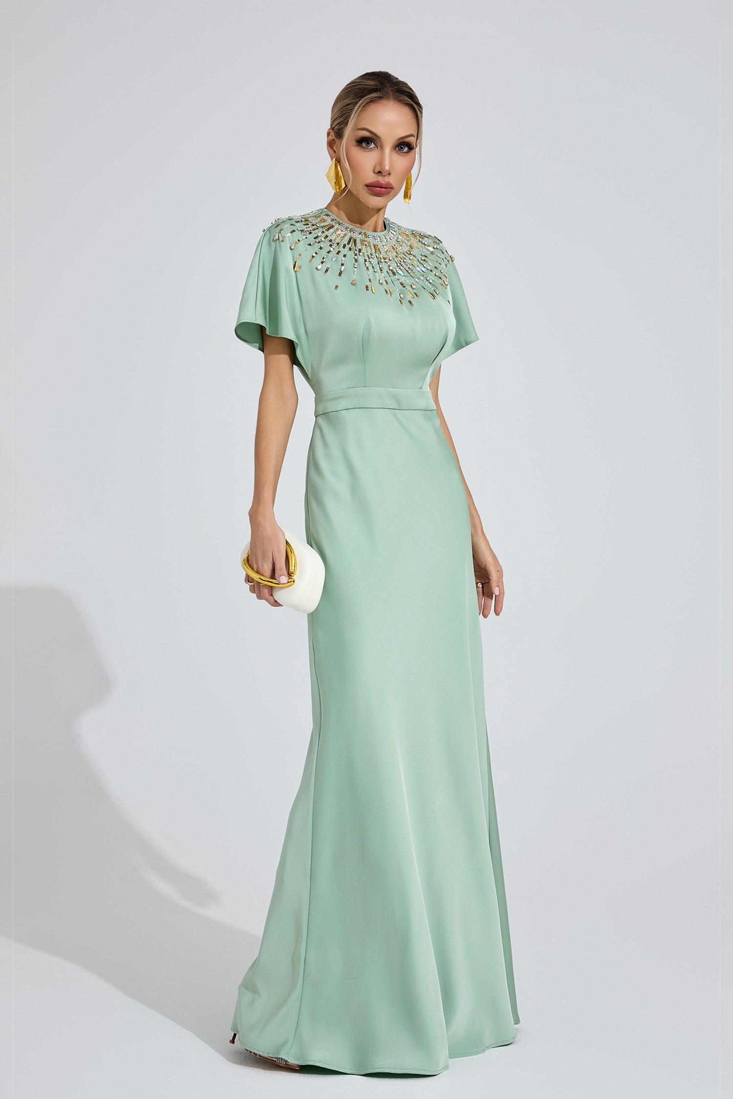 Bambina Diamond Maxi Dress In Green